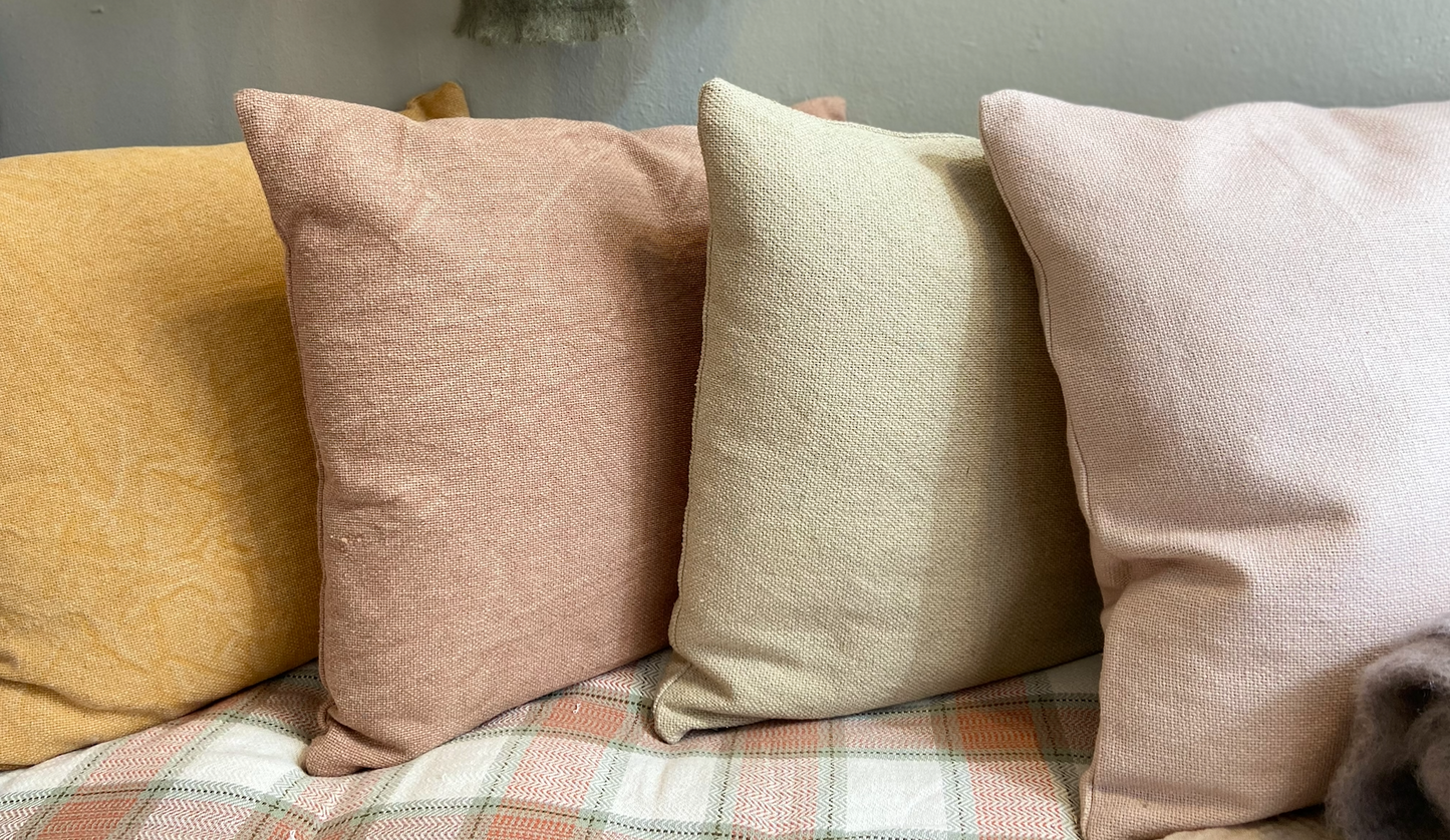 housse de coussin en coton stonewashed