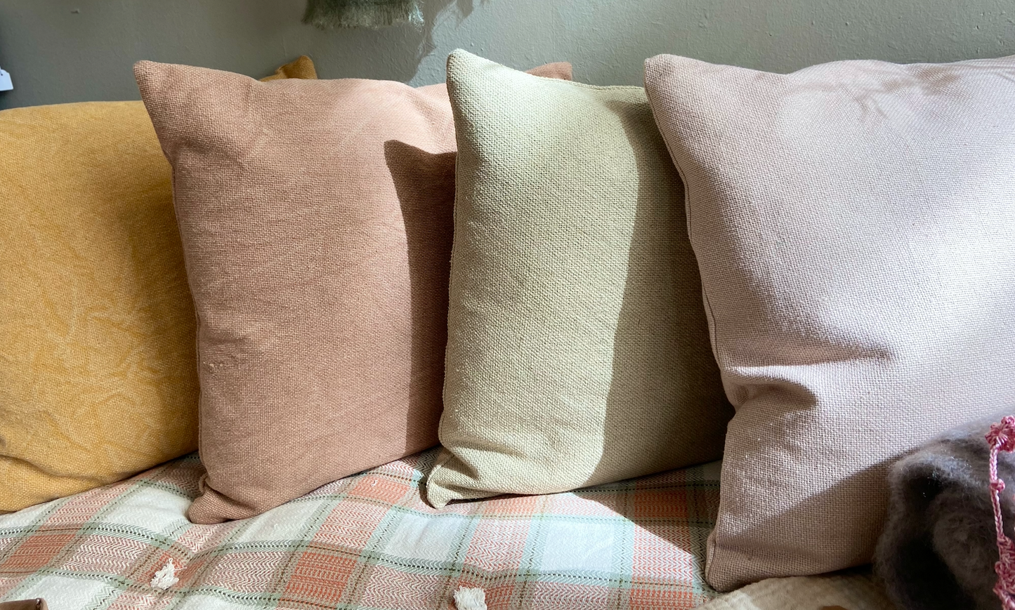 housse de coussin en coton stonewashed