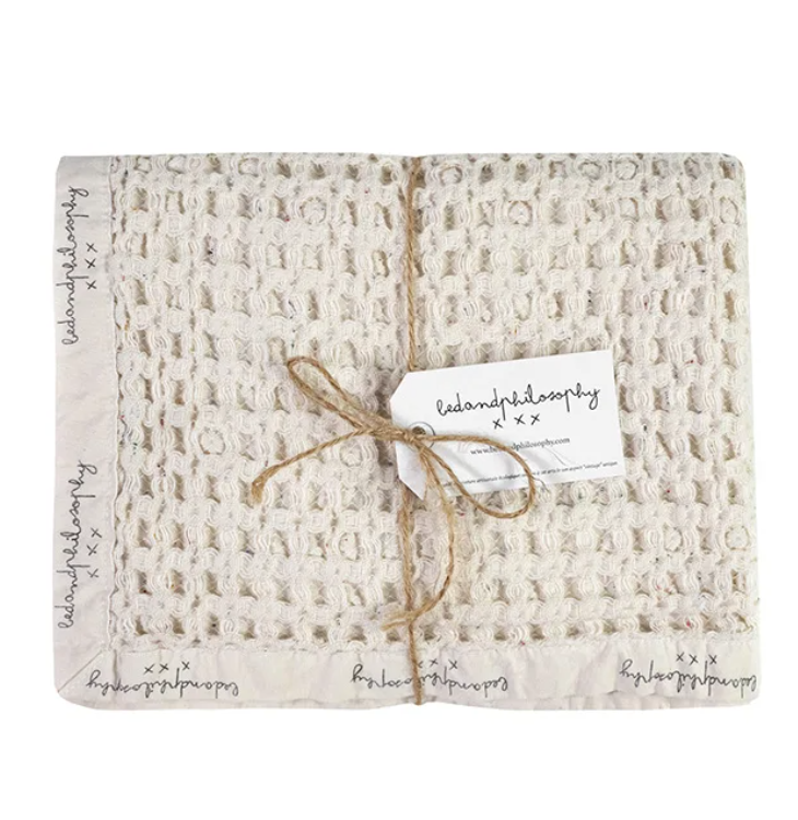 Serviette en nid d'abeille – écru & savane
