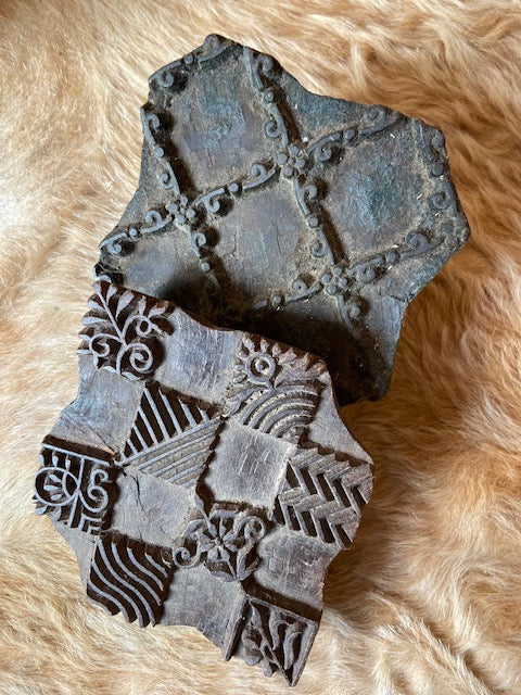 Block Print en bois vintage