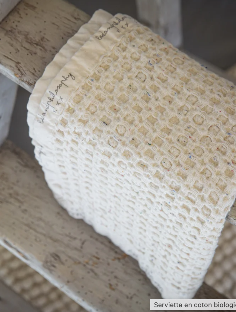 Serviette en nid d'abeille – écru & savane