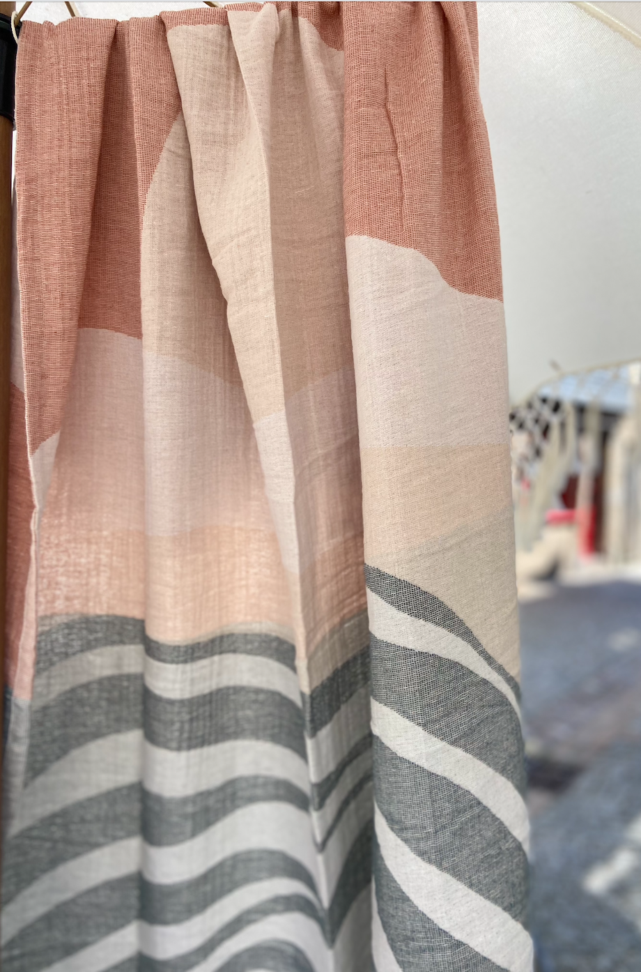 Fouta frangée en coton recyclé – Palmier & Soleil Levant