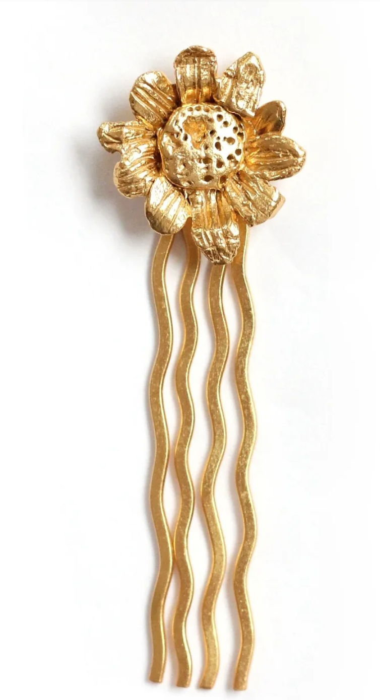 peigne à cheveux, bijoux de tête plaqué or 24 carats