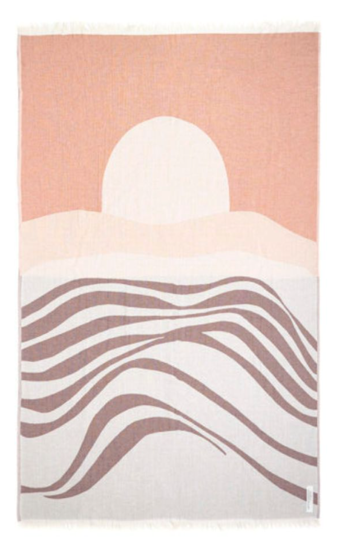 Fouta frangée en coton recyclé –  Palmier & Soleil Levant