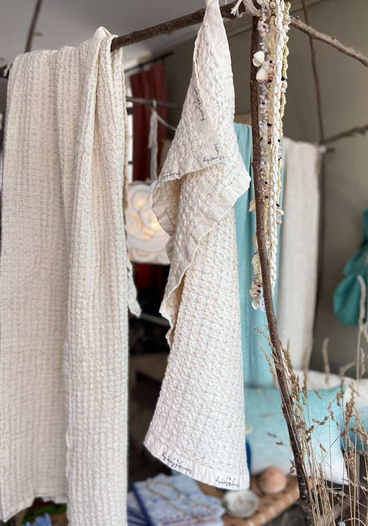 Serviette en nid d'abeille – écru & savane